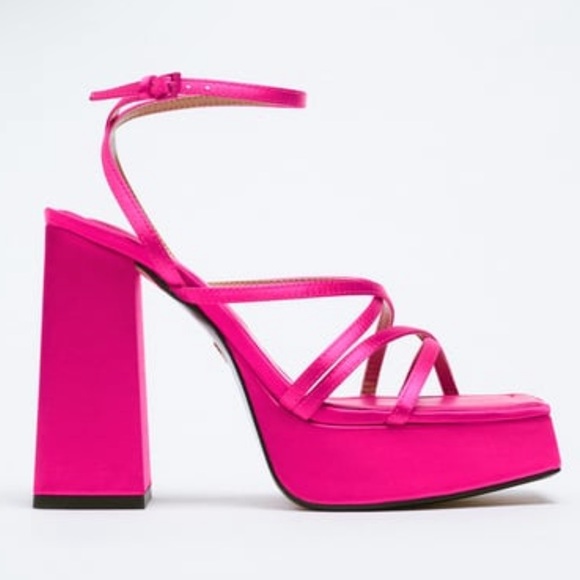 Zara Strappy Platform Heels Pink